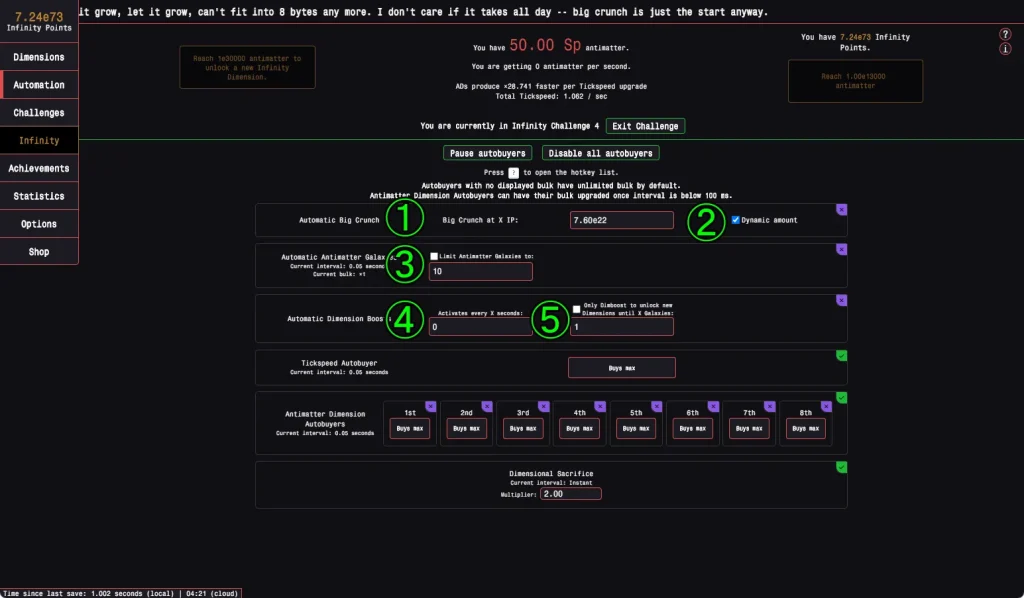 Antimatter Dimensions:autobuyer設定の意味